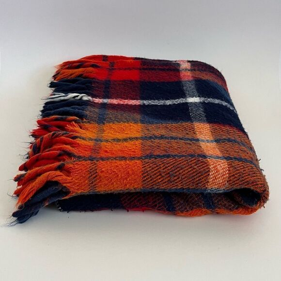 Vintage Faribo Red Plaid Blanket Throw Fringe Faribault Woolen Mill Made In USA - Picture 3 of 10